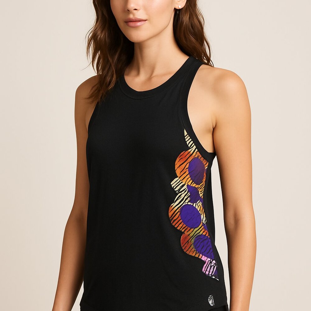 FP Movement Graphic Muscle Tank Black Colorful Print‎ – Women’s S Nwot